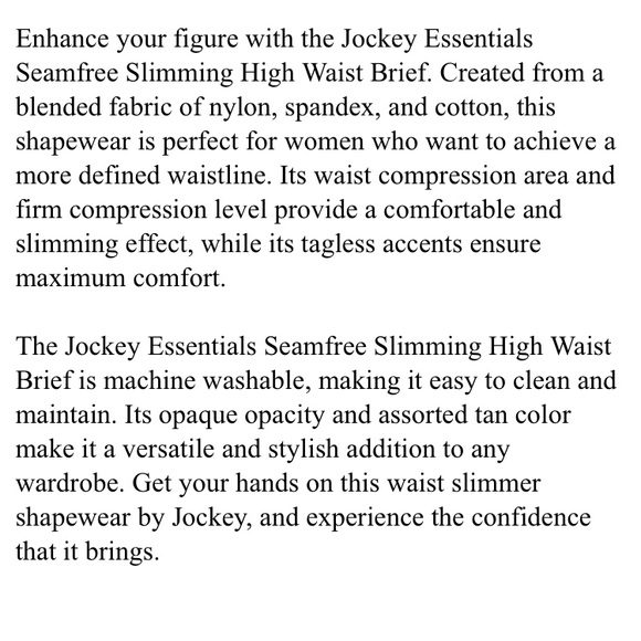 💜JOCKEY ESSENTIALS. Seamfree 360 Slimming High Waist Brief. - Picture 6 of 6